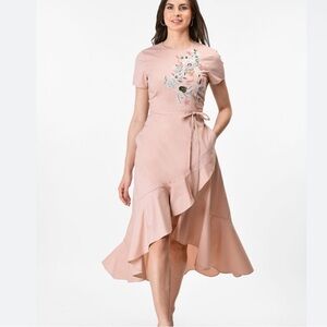 Wayward Fancies Pink Floral Embroidered Dress